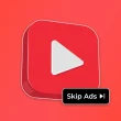 Icône de YouTube avec le bouton "Skip Ads", représentant les solutions pour bloquer les pubs sur YouTube