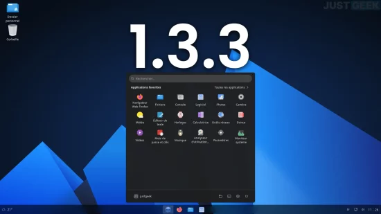 Bureau d’AnduinOS 1.3.3 avec le menu Démarrer ouvert