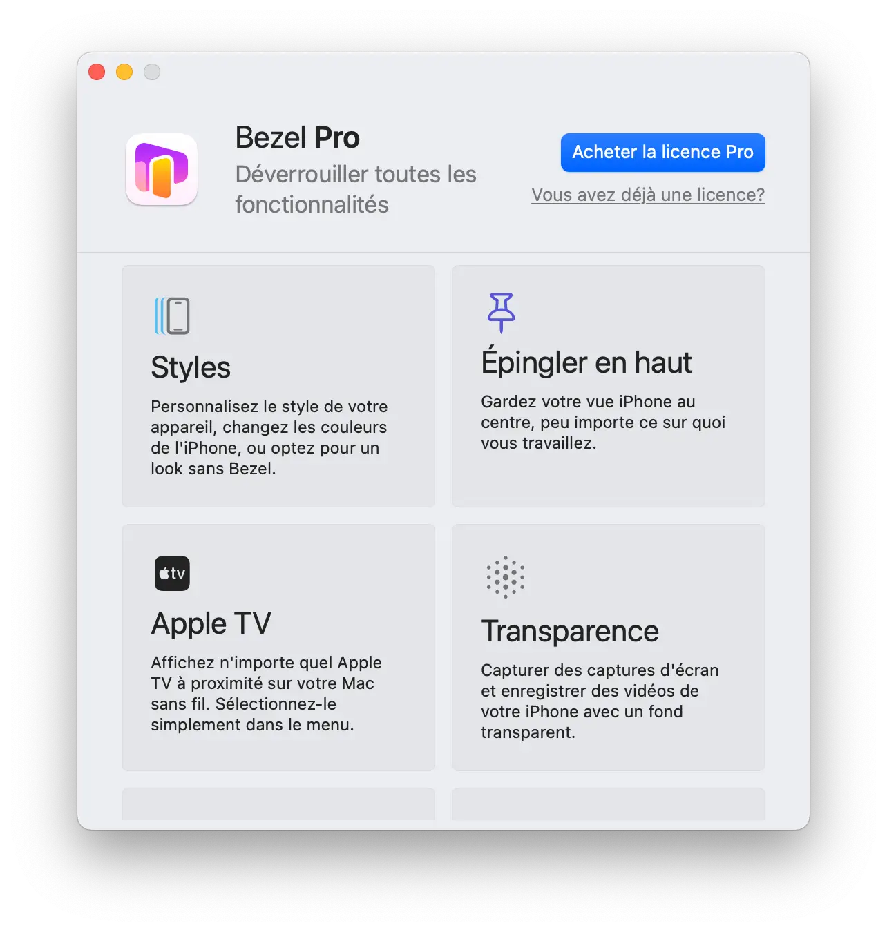 Options avancées de Bezel Pro pour la personnalisation du style et l’affichage Apple TV