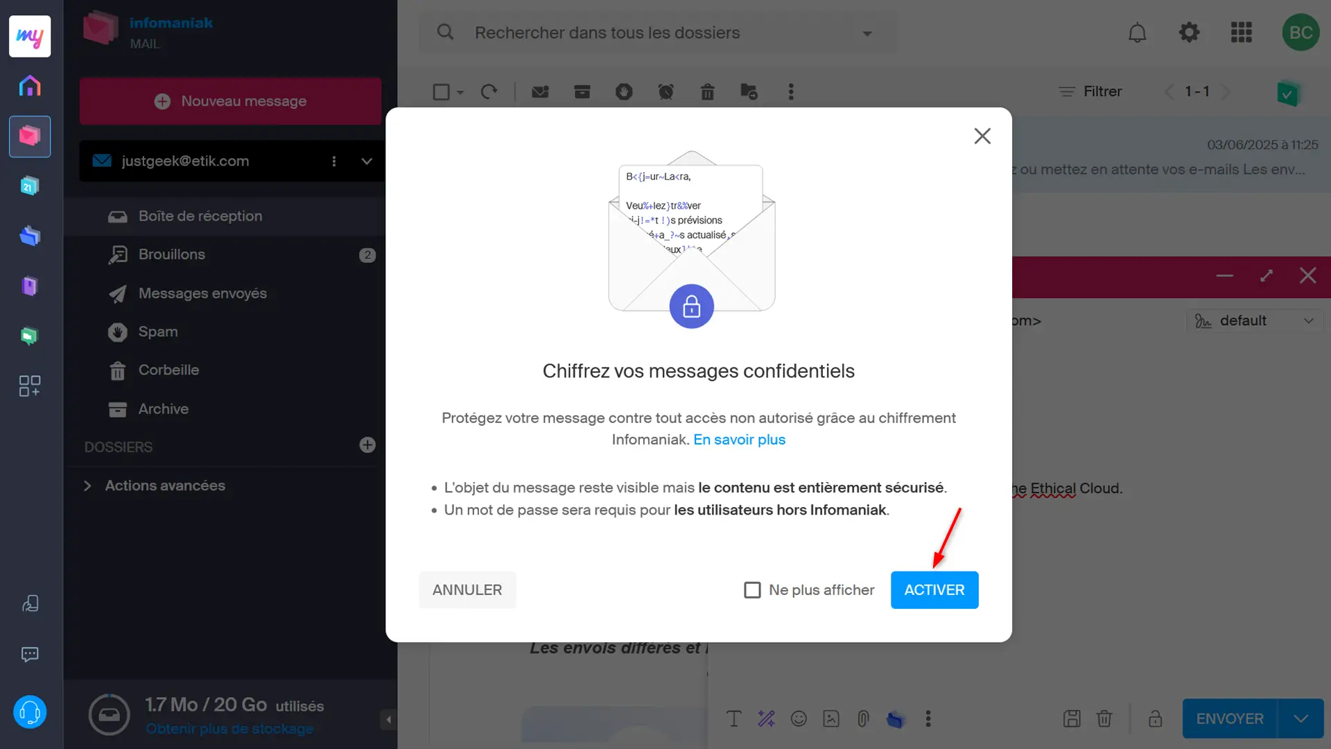 Définir un mot de passe pour un e-mail chiffré vers une adresse externe