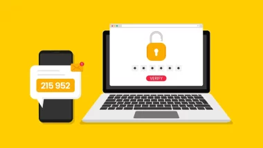 Illustration d’un code de double authentification (2FA) envoyé sur smartphone pour valider une connexion sur ordinateur