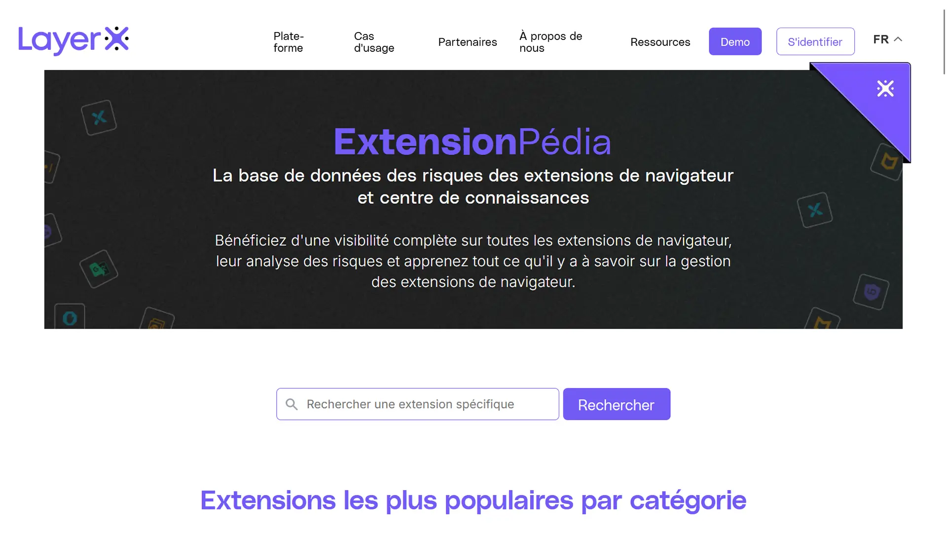 Capture d’écran de la page d’accueil du site ExtensionPedia