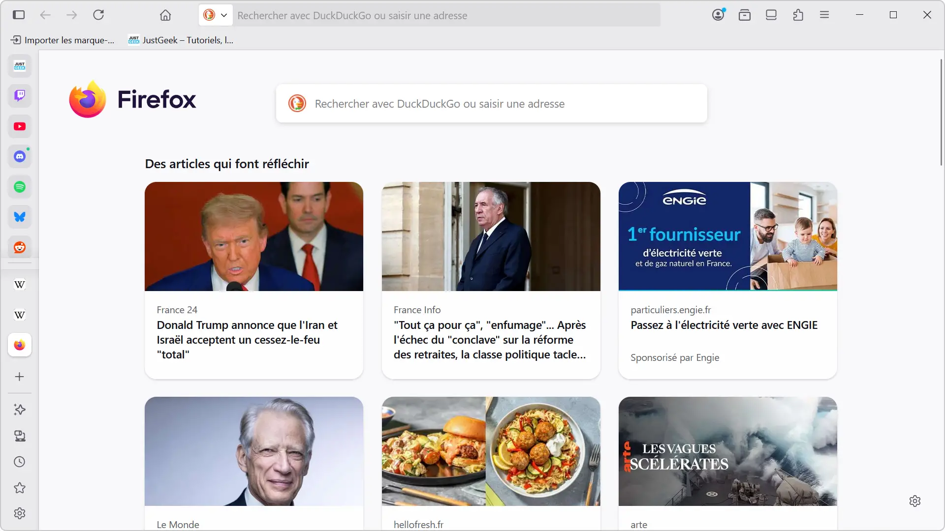 Nouvelle page Nouvel Onglet de Firefox avec recommandations et publicités