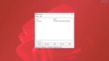 Illustration de Firewall Easy sous Windows avec l’interface affichant une règle de blocage active