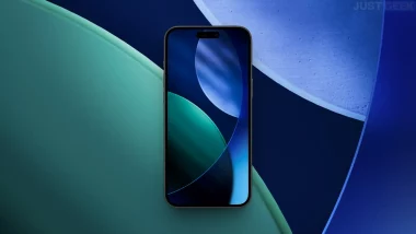 Aperçu du fond d’écran iOS 26 en mode sombre affiché sur un iPhone