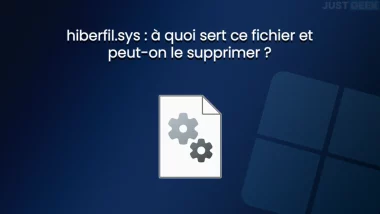 Illustration du fichier système hiberfil.sys sur Windows et de sa suppression possible