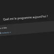 Capture d’écran de l’interface de ChatGPT en 2025 avec la barre de recherche Web et la question “Quel est le programme aujourd’hui ?”