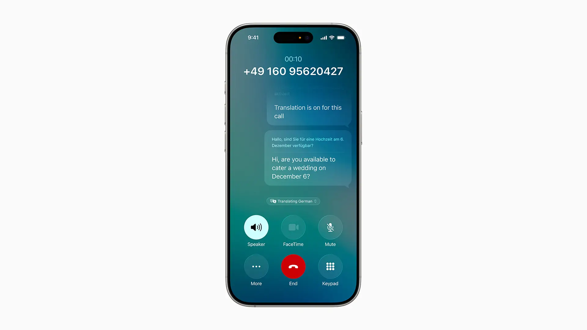 Traduction en temps réel pendant un appel vocal sur iOS 26
