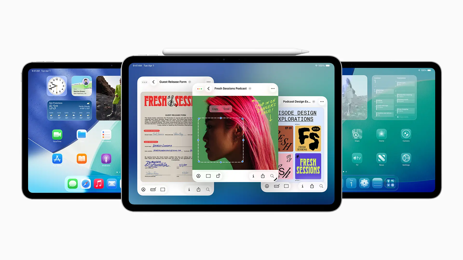 iPadOS 26 avec affichage multitâche, redimensionnement de fenêtres et nouvelle interface