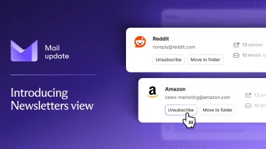 Annonce de la nouvelle vue Newsletters dans Proton Mail avec options de gestion des abonnements aux emails
