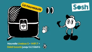 Illustration de la nouvelle Livebox S de Sosh avec Wi-Fi 7 et débit jusqu’à 2 Gbit/s