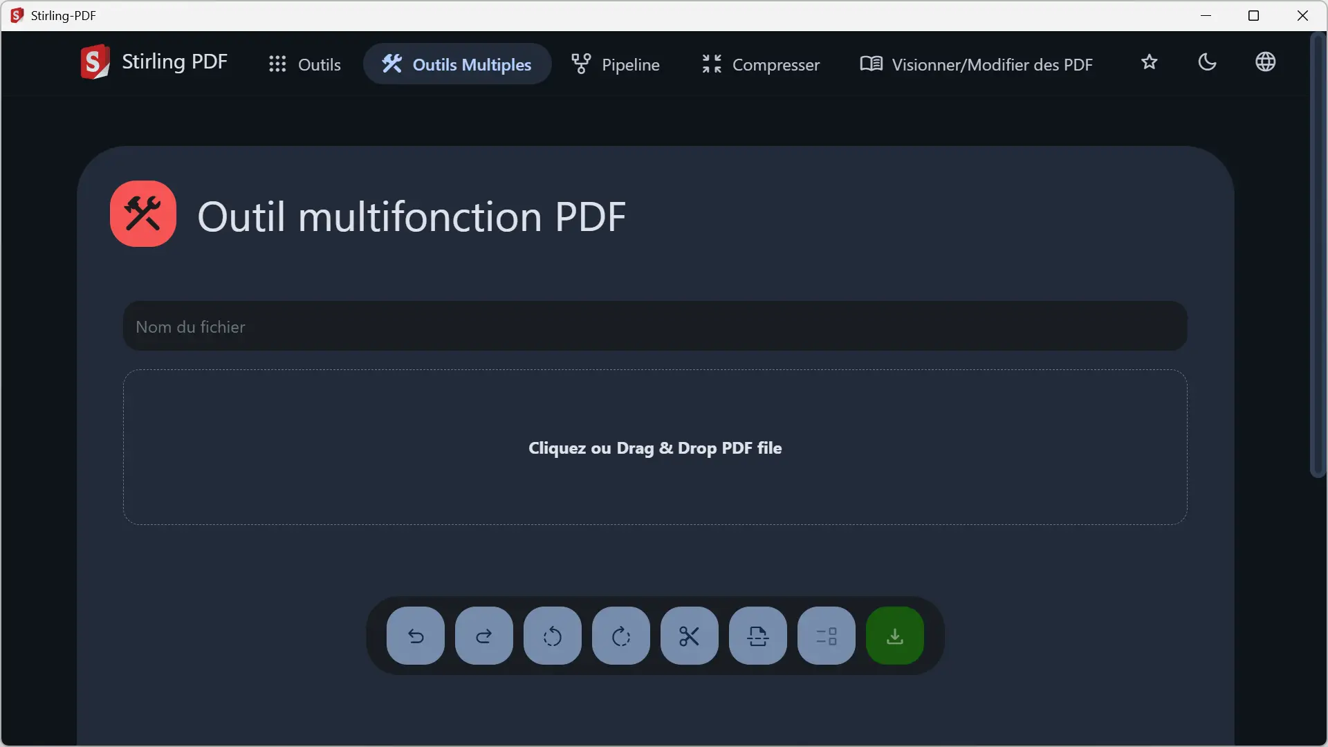 Outil multifonction de Stirling PDF pour fusionner, pivoter et réorganiser les pages