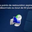 Illustration indiquant que les points de restauration expirent désormais après 60 jours sous Windows 11