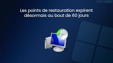 Illustration indiquant que les points de restauration expirent désormais après 60 jours sous Windows 11