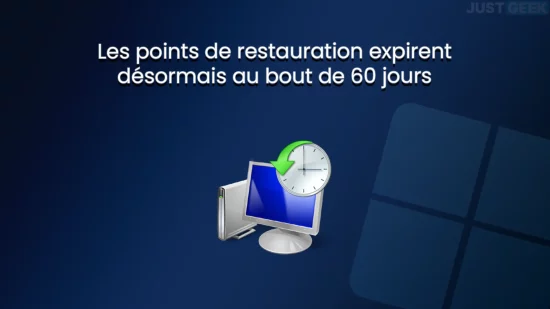 Illustration indiquant que les points de restauration expirent désormais après 60 jours sous Windows 11