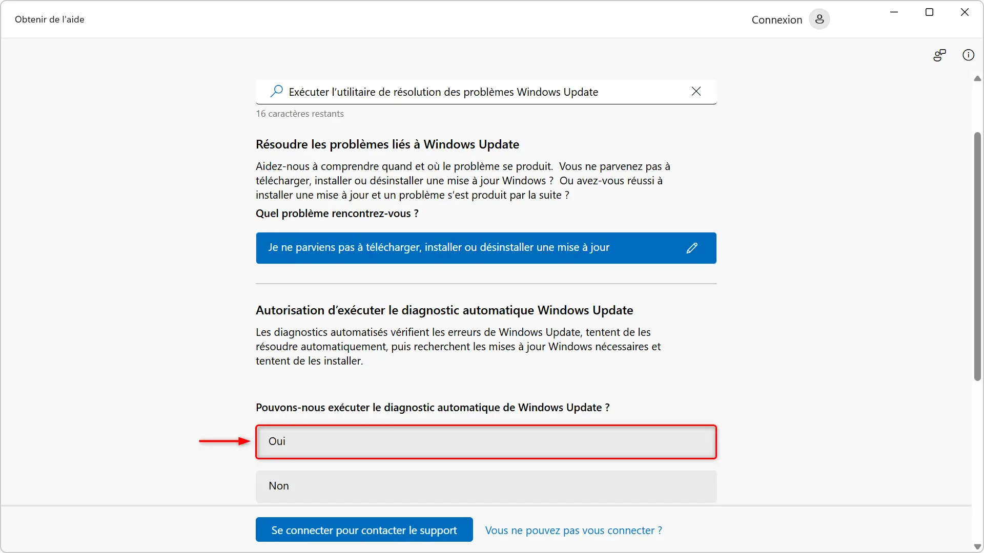 Autoriser l’exécution du diagnostic automatique de Windows Update