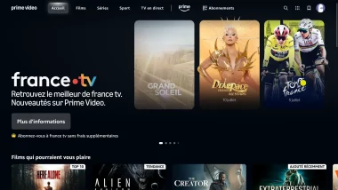 Mise en avant de France Télévisions sur la page d’accueil de Prime Video avec ses programmes phares