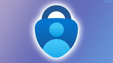 Logo de Microsoft Authenticator sur fond dégradé violet et bleu