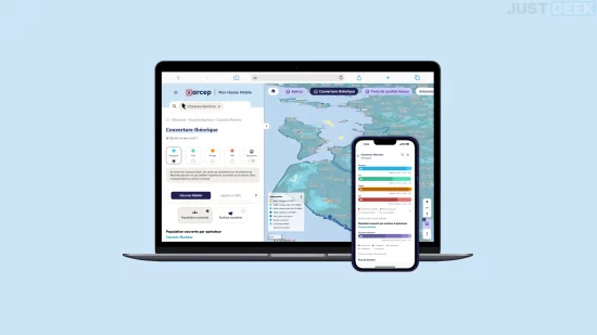 Nouvelle version du site Mon réseau mobile de l’Arcep affichée sur ordinateur et smartphone
