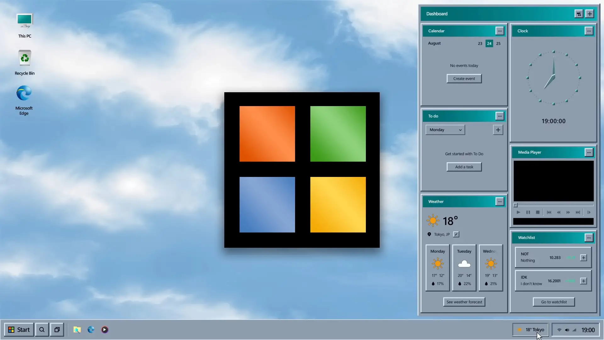 Panneau de widgets latéral dans le concept Windows Classic Remastered